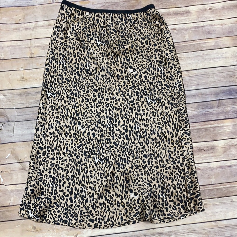 French Connection Leopard Print Midi Skirt - Tan & Black